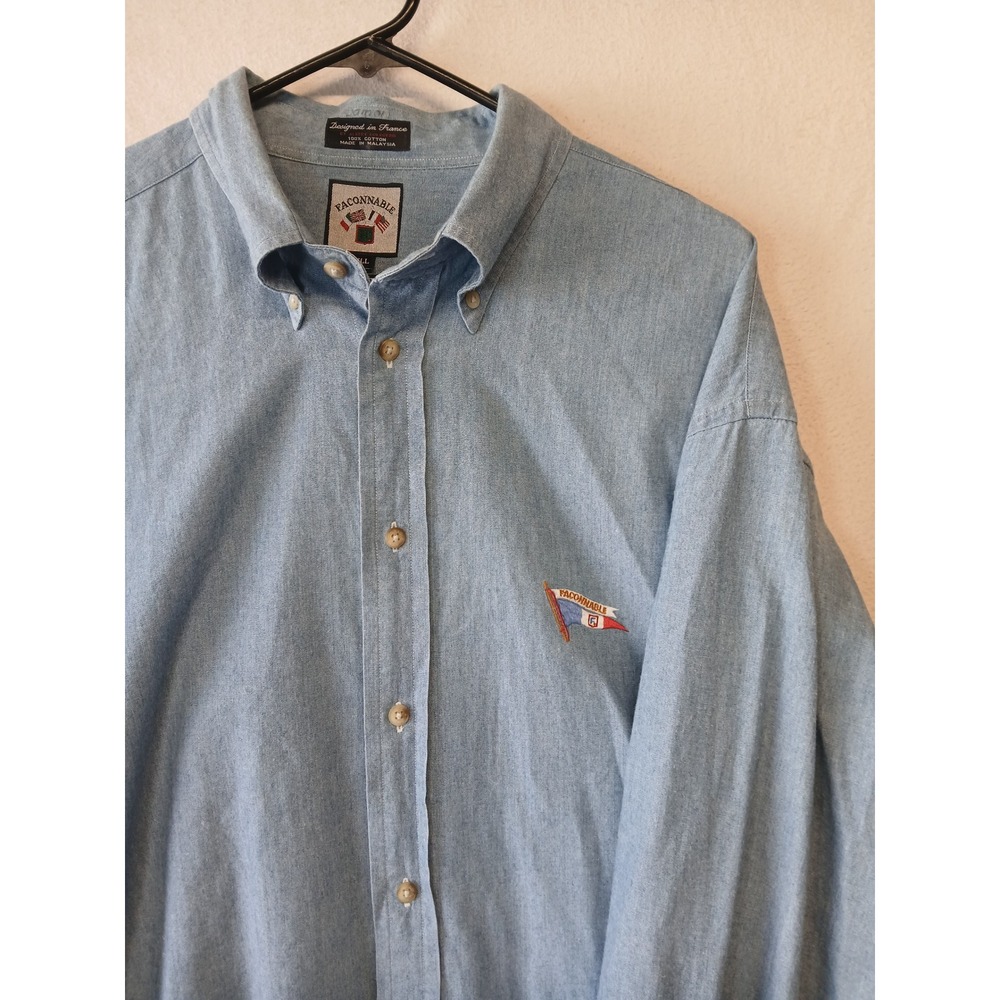 Faconnable cotton long sleeve button up denim
